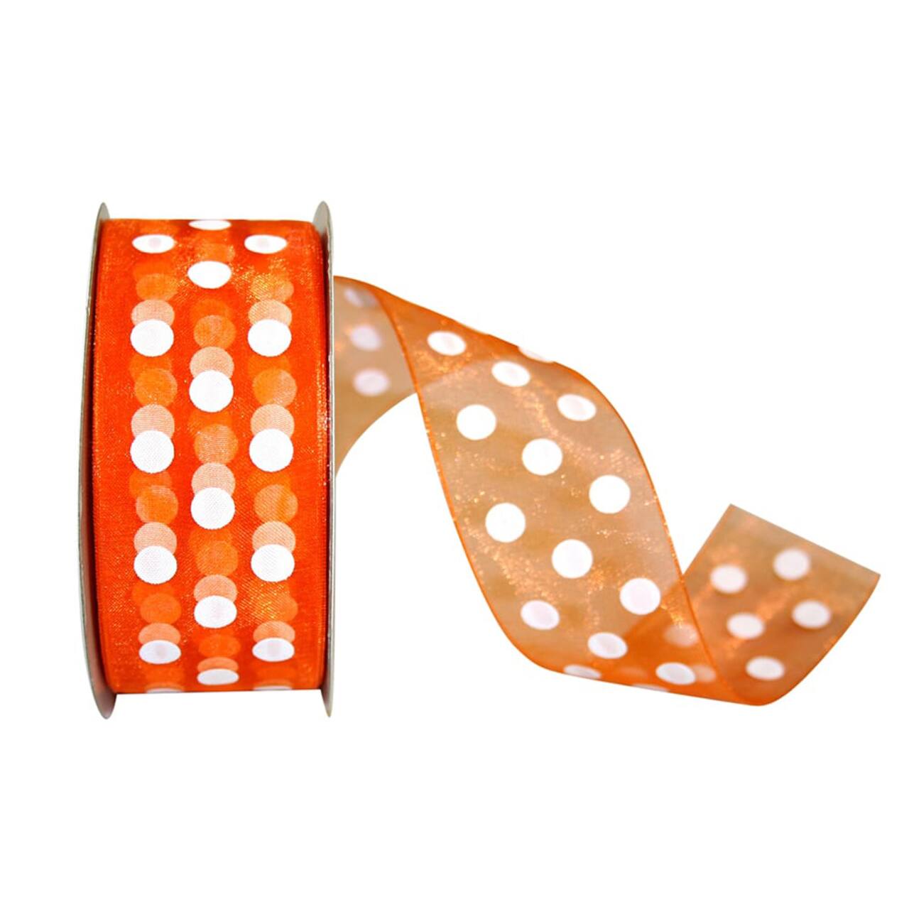Reliant 1.5" x 25yd. Chiffon Aspirin Dot Ribbon